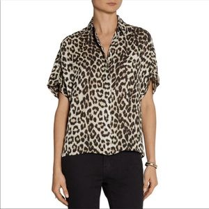 Rug and bone Saunders leopard print silk charmeuse